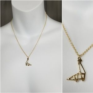 Gold Origami Geometric Dinosaur Necklace